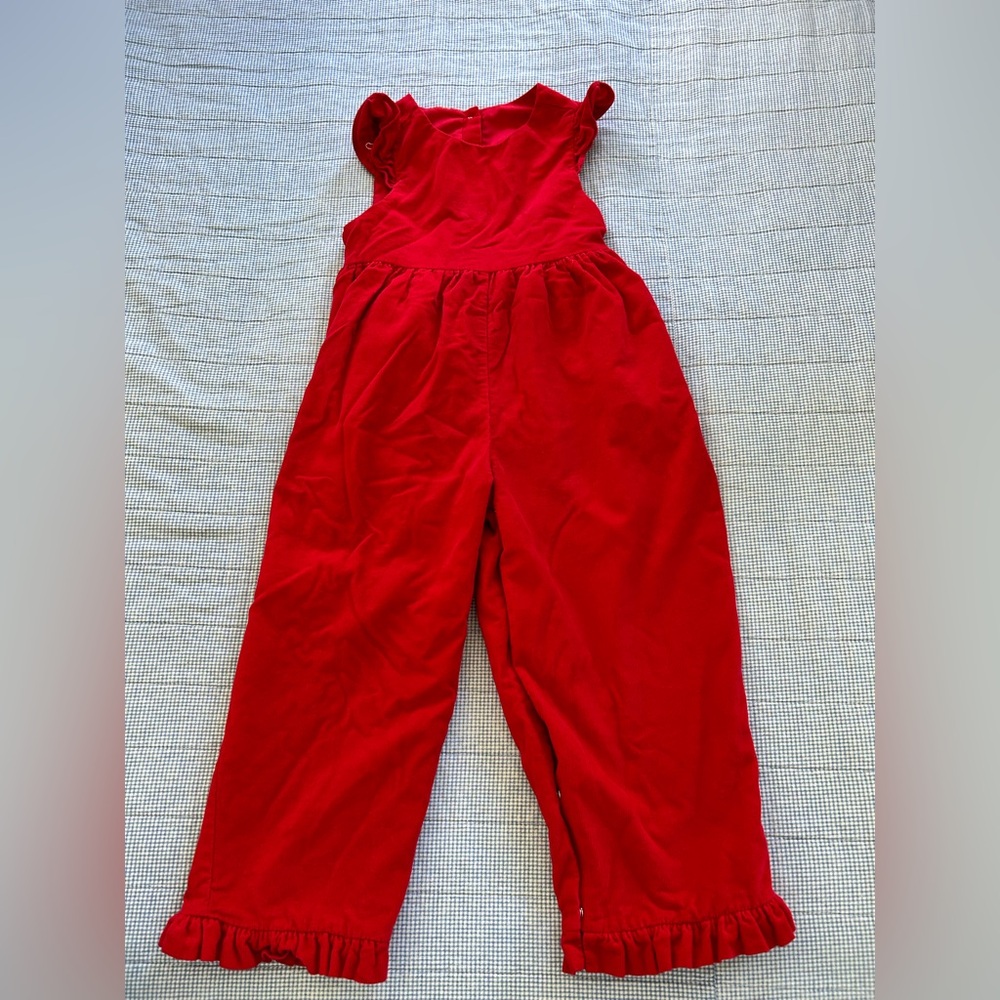 Nantucket Kids Girls Corduroy Red Frilly Romper Size 4 Holiday Christmas Preppy